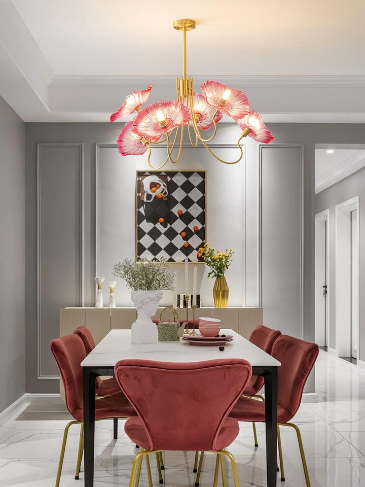 Frosted Leaf Glass Ceiling Chandelier Light