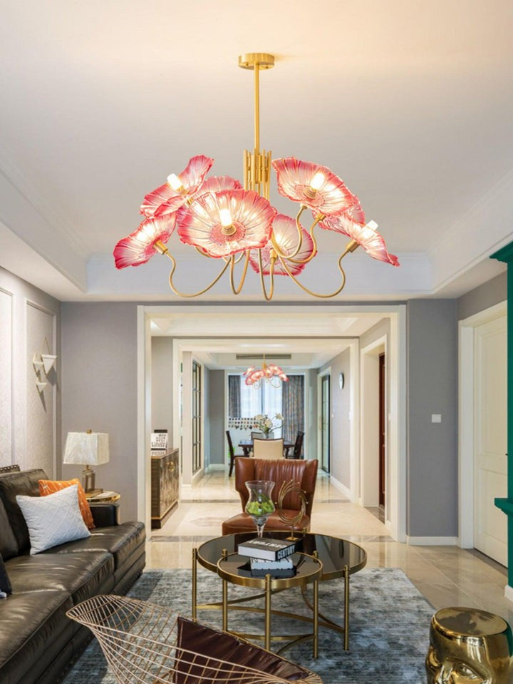 Frosted Leaf Glass Ceiling Chandelier Light