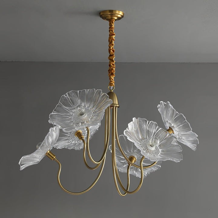 Frosted Leaf Glass Ceiling Chandelier Light