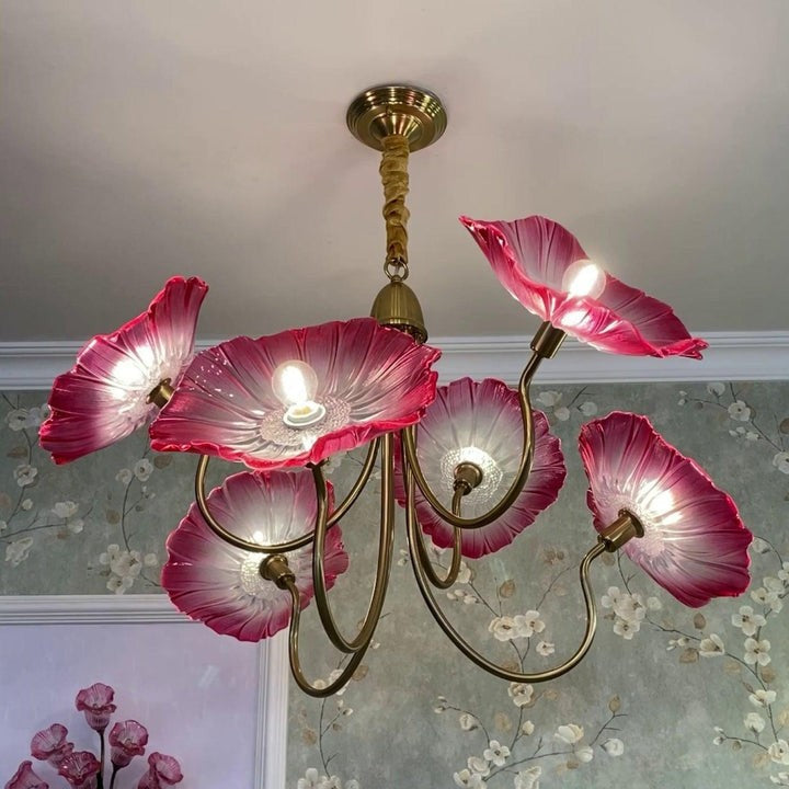 Frosted Leaf Glass Ceiling Chandelier Light