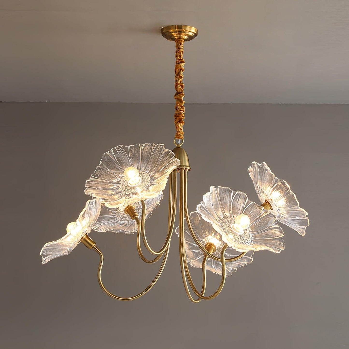 Frosted Leaf Glass Ceiling Chandelier Light