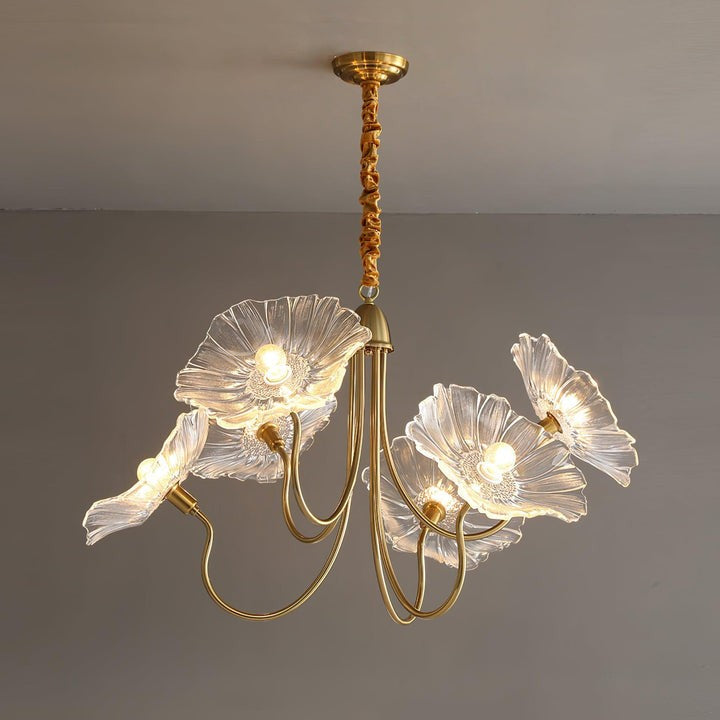 Frosted Leaf Glass Ceiling Chandelier Light