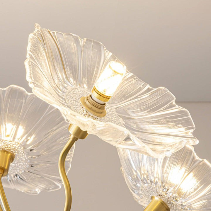 Frosted Leaf Glass Ceiling Chandelier Light