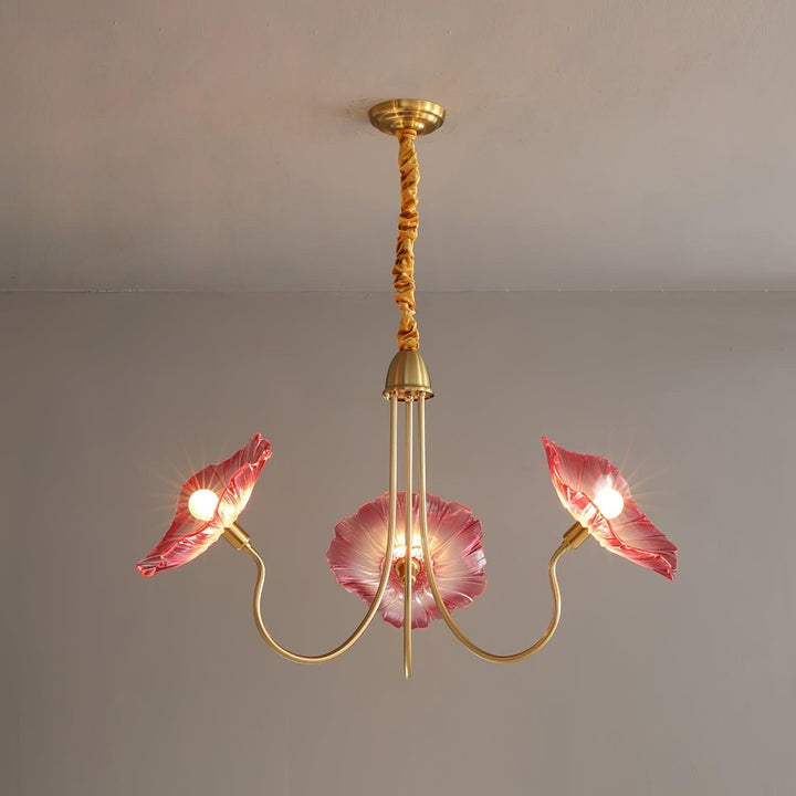 Frosted Leaf Glass Ceiling Chandelier Light