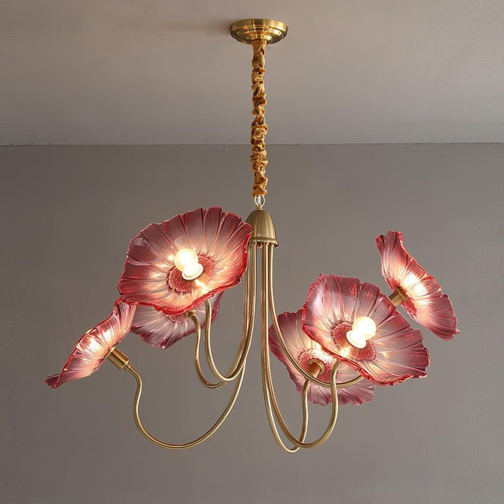 Frosted Leaf Glass Ceiling Chandelier Light