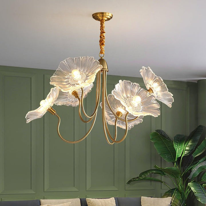 Frosted Leaf Glass Ceiling Chandelier Light