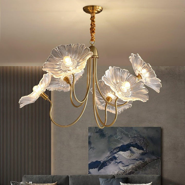 Frosted Leaf Glass Ceiling Chandelier Light
