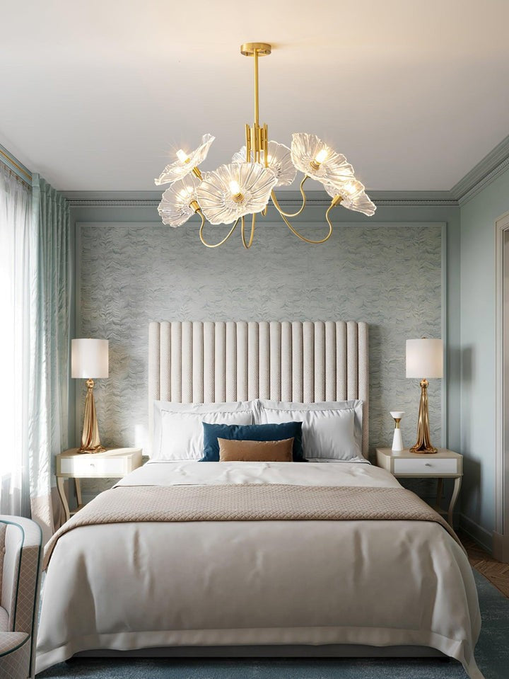 Frosted Leaf Glass Ceiling Chandelier Light
