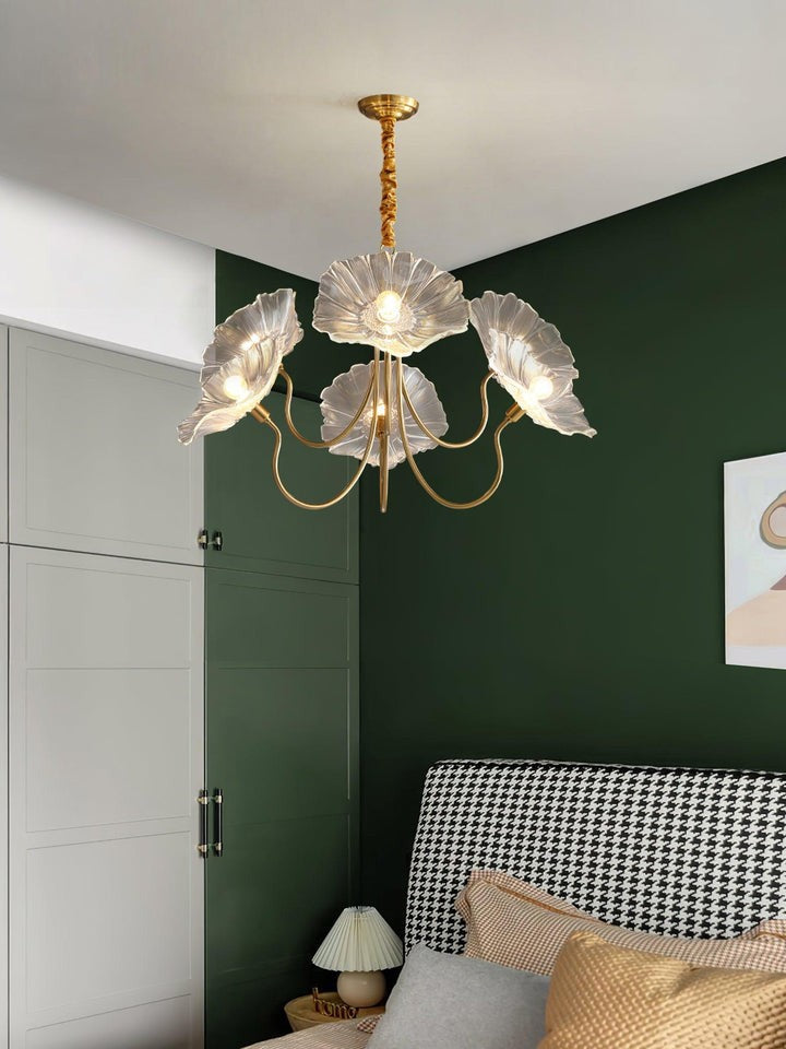Frosted Leaf Glass Ceiling Chandelier Light