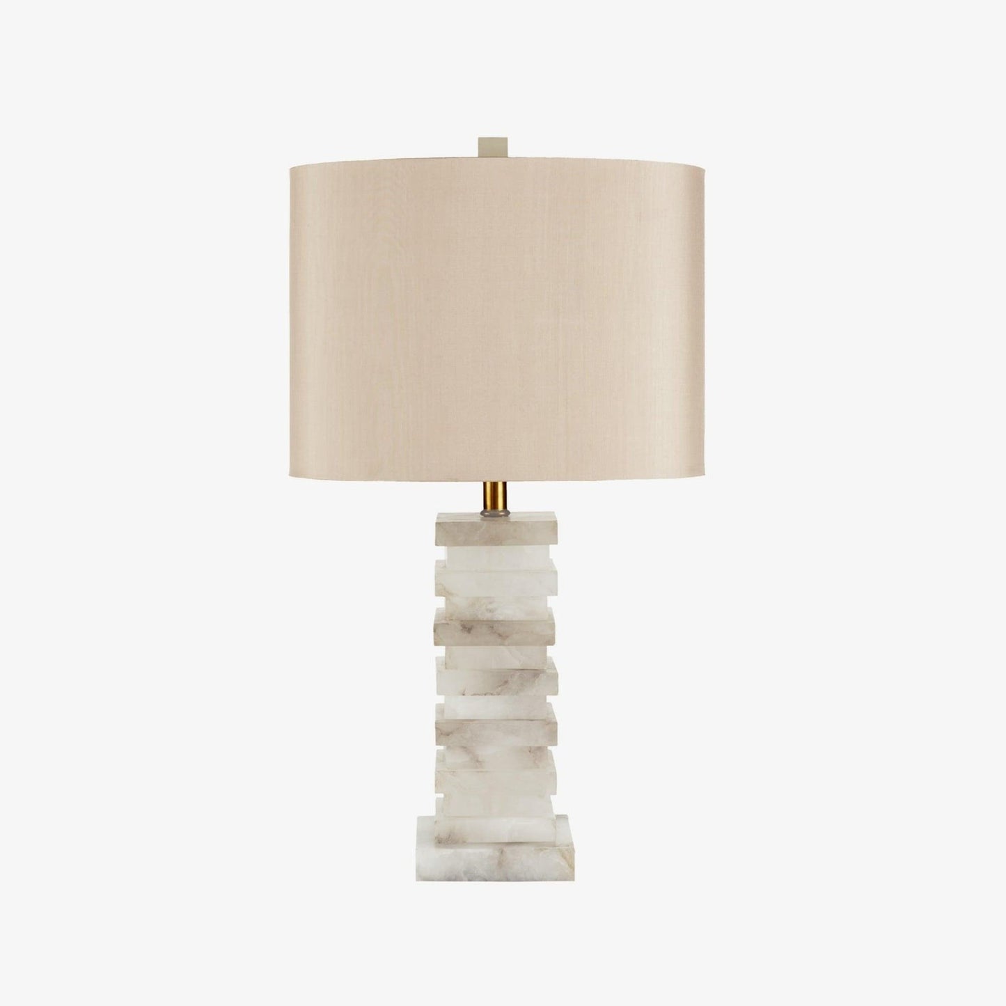 Geometric Alabaster Table Lamp with White Fabric Shade