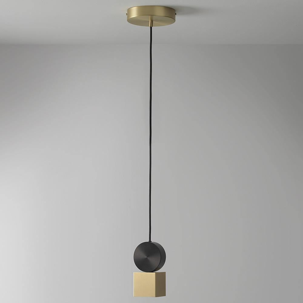 Geometric LED Pendant Light in Brass & Black Finish