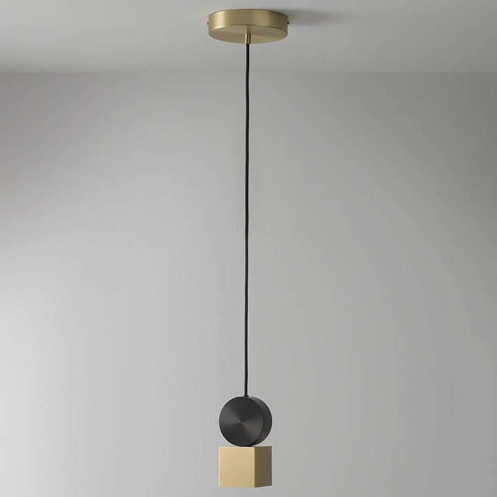 Geometric LED Pendant Light in Brass & Black Finish