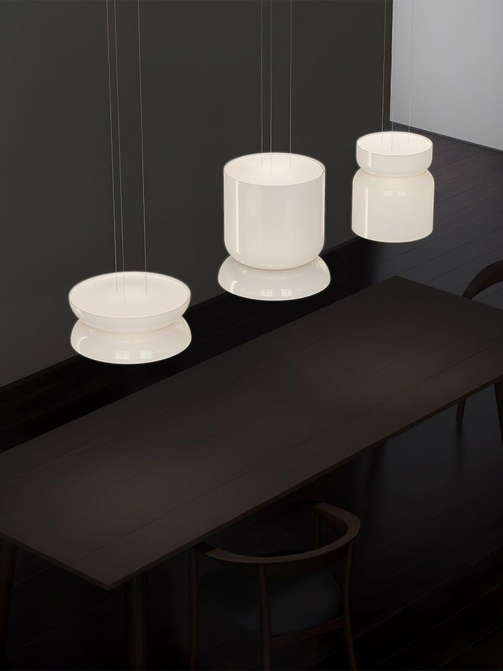 Geometric White Glass LED Pendant Light