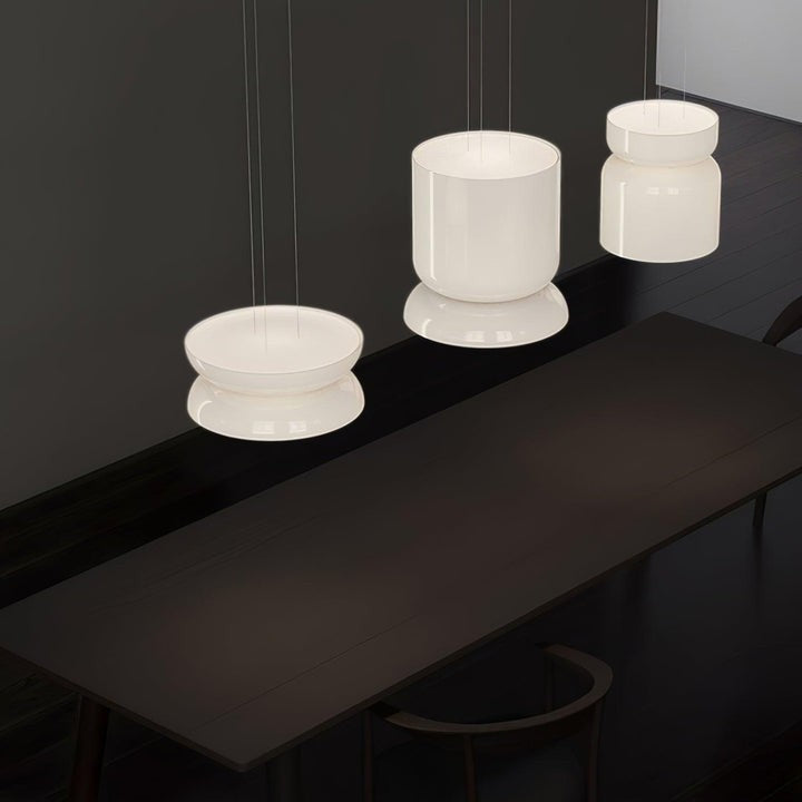 Geometric White Glass LED Pendant Light