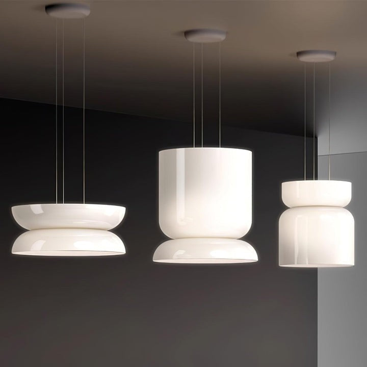 Geometric White Glass LED Pendant Light