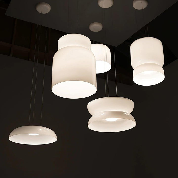 Geometric White Glass LED Pendant Light