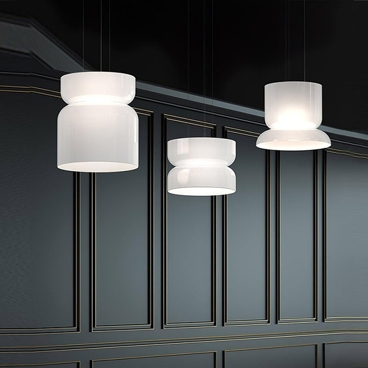 Geometric White Glass LED Pendant Light