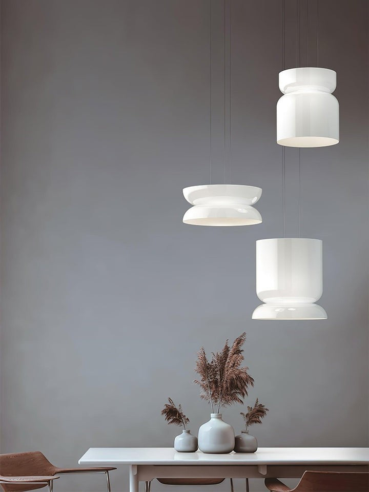Geometric White Glass LED Pendant Light