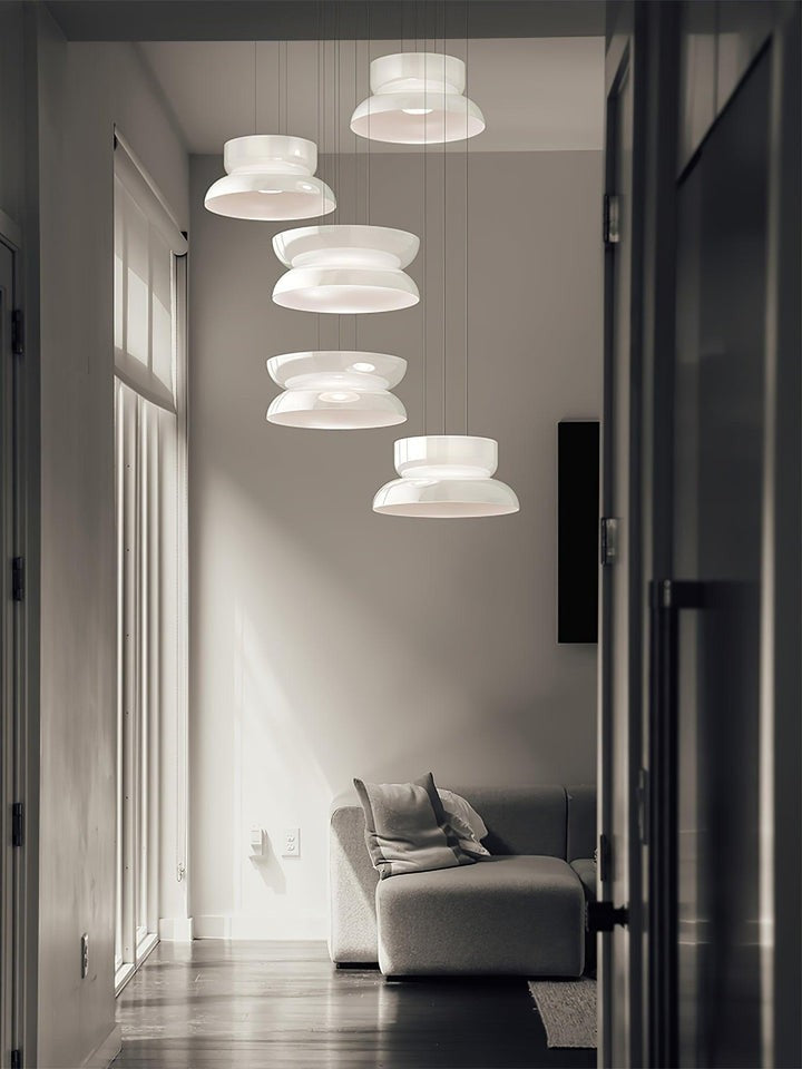 Geometric White Glass LED Pendant Light