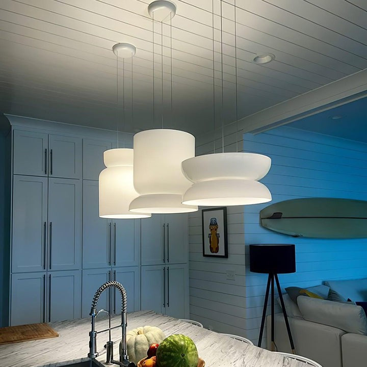 Geometric White Glass LED Pendant Light