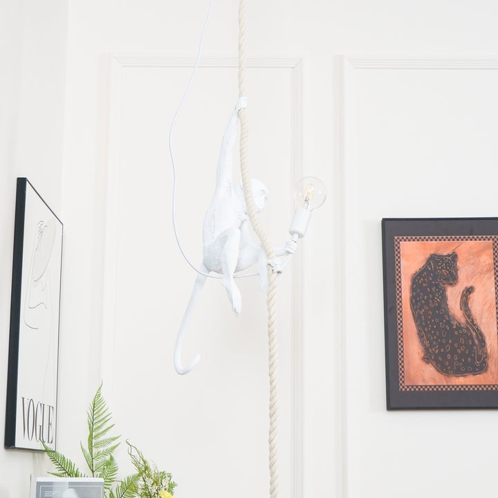 Glossy Resin Monkey Hanging Pendant Light