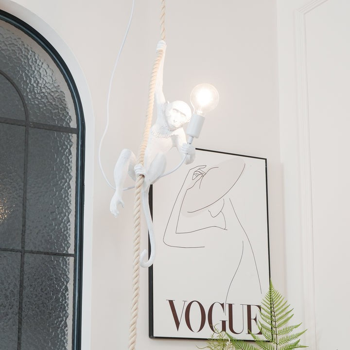 Glossy Resin Monkey Hanging Pendant Light