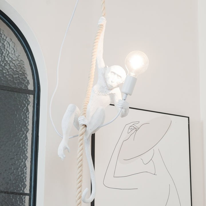 Glossy Resin Monkey Hanging Pendant Light