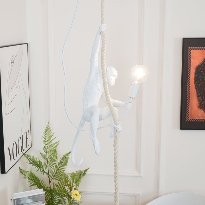 Glossy Resin Monkey Hanging Pendant Light