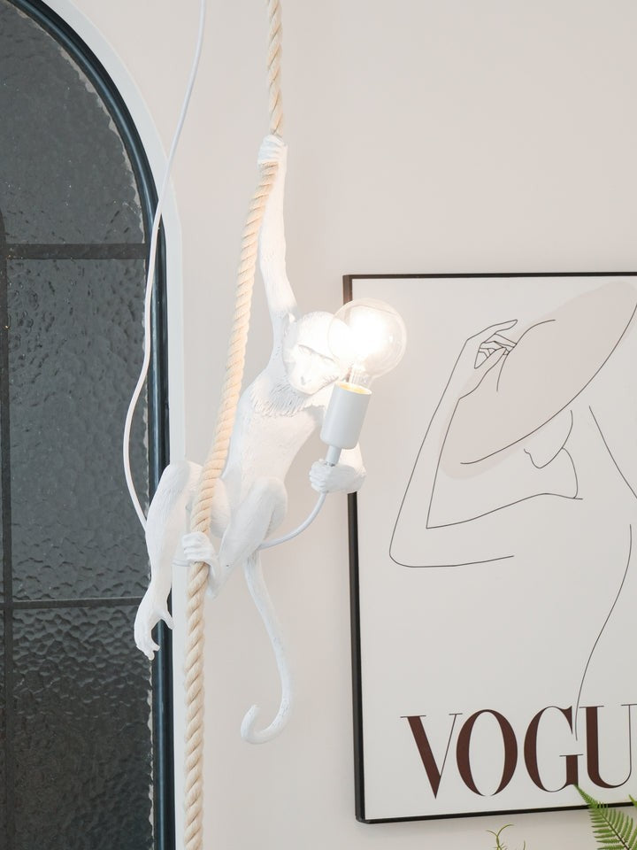 Glossy Resin Monkey Hanging Pendant Light