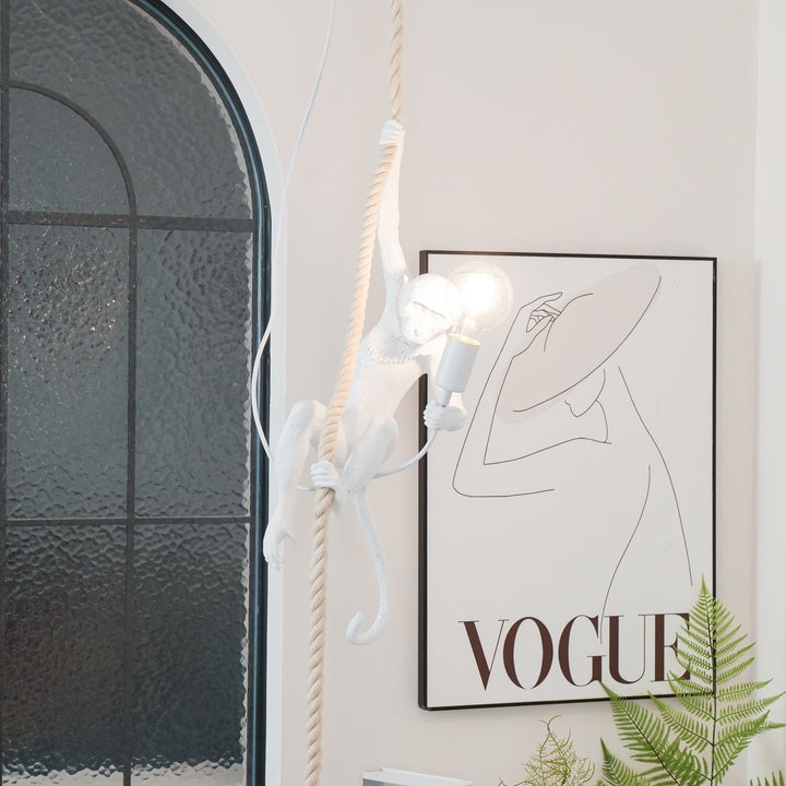 Glossy Resin Monkey Hanging Pendant Light