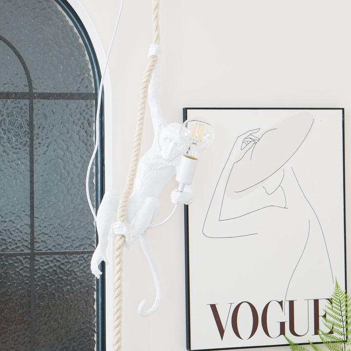 Glossy Resin Monkey Hanging Pendant Light