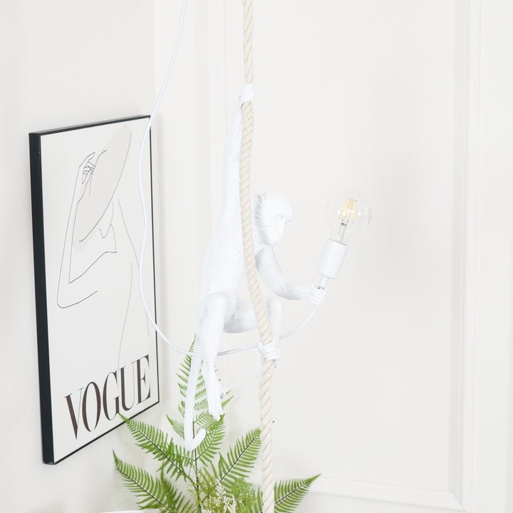 Glossy Resin Monkey Hanging Pendant Light