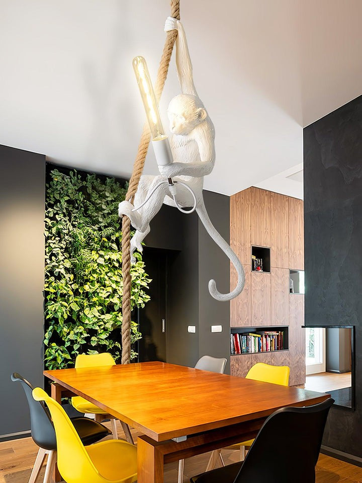 Glossy Resin Monkey Hanging Pendant Light