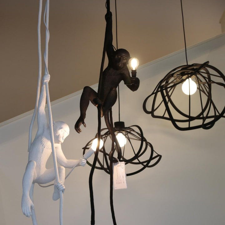 Glossy Resin Monkey Hanging Pendant Light