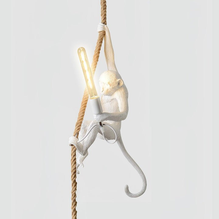 Glossy Resin Monkey Hanging Pendant Light