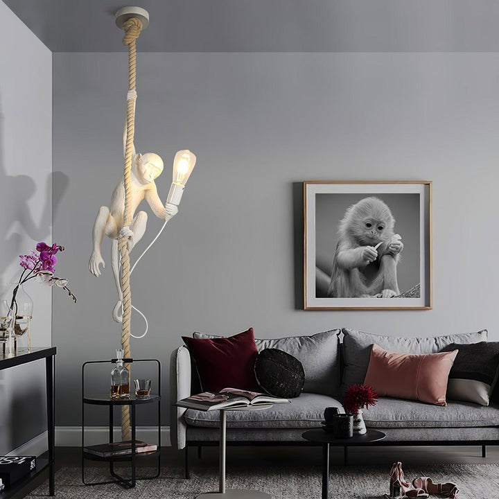 Glossy Resin Monkey Hanging Pendant Light