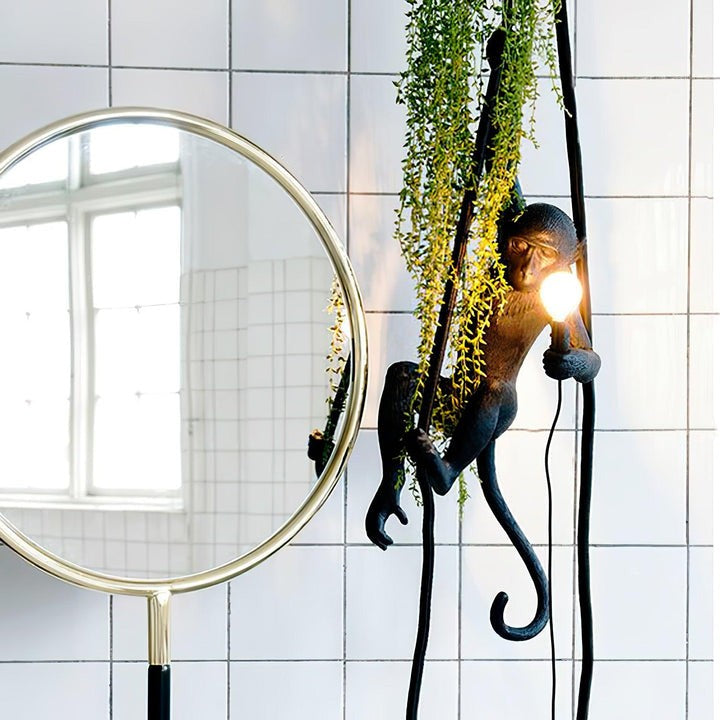 Glossy Resin Monkey Hanging Pendant Light