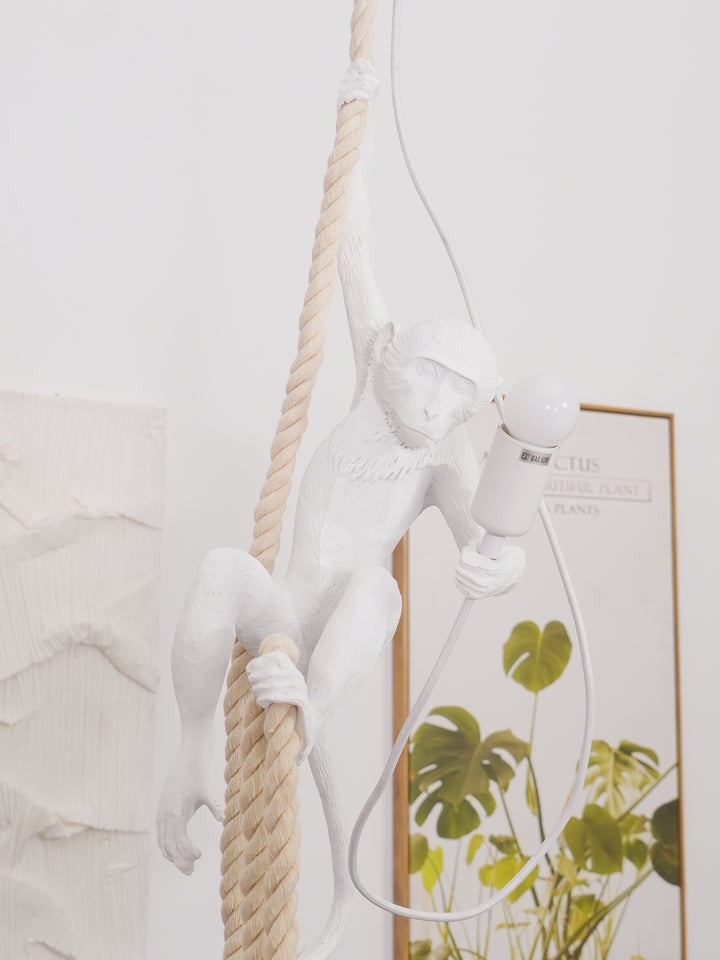Glossy Resin Monkey Hanging Pendant Light