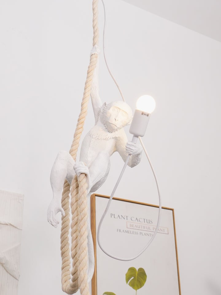 Glossy Resin Monkey Hanging Pendant Light