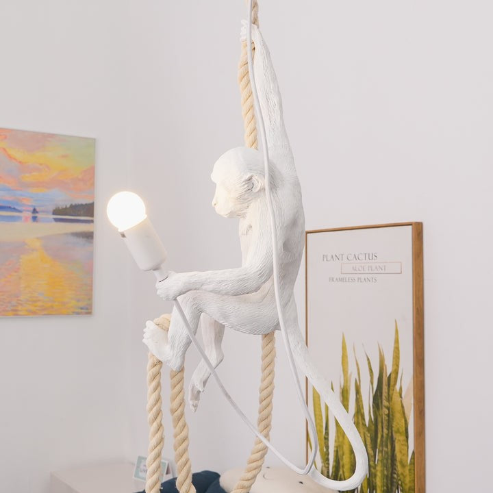 Glossy Resin Monkey Hanging Pendant Light