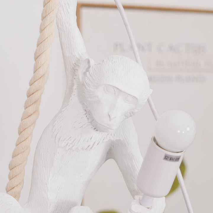 Glossy Resin Monkey Hanging Pendant Light