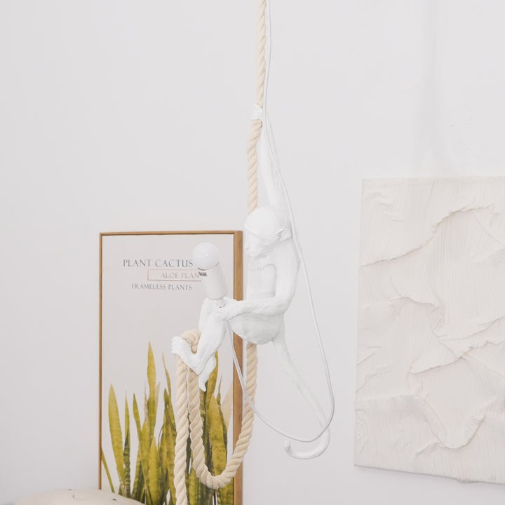 Glossy Resin Monkey Hanging Pendant Light
