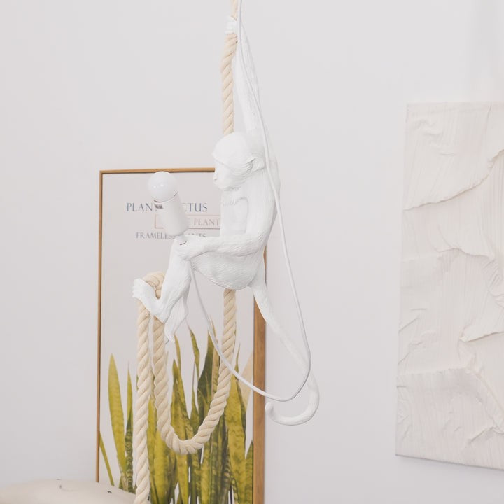 Glossy Resin Monkey Hanging Pendant Light