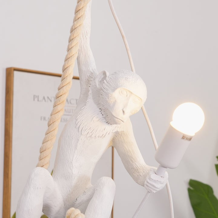 Glossy Resin Monkey Hanging Pendant Light