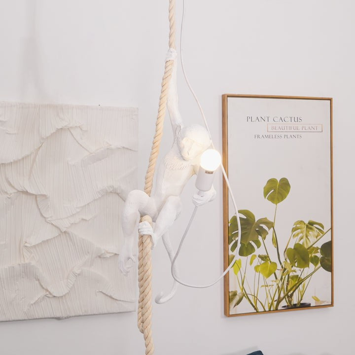 Glossy Resin Monkey Hanging Pendant Light