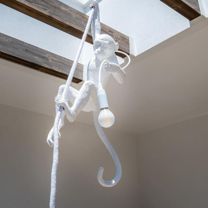 Glossy Resin Monkey Hanging Pendant Light