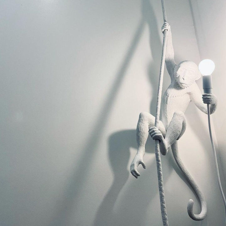 Glossy Resin Monkey Hanging Pendant Light