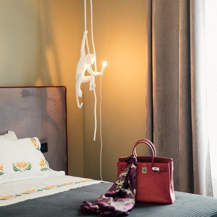 Glossy Resin Monkey Hanging Pendant Light