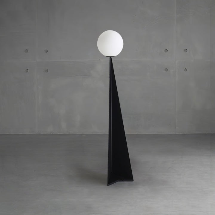 Glowing Sphere Floor Lamp with Sleek Tapered Metal Base