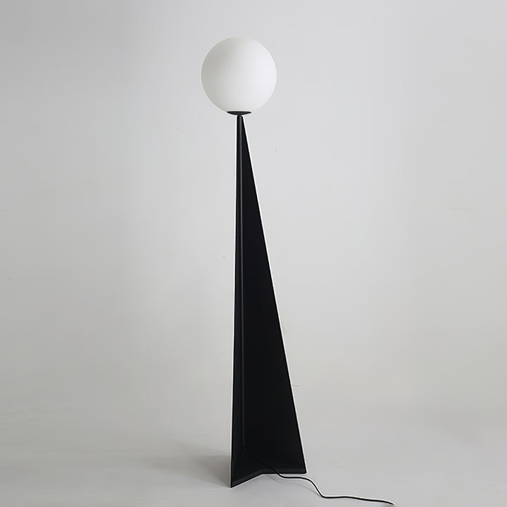 Glowing Sphere Floor Lamp with Sleek Tapered Metal Base